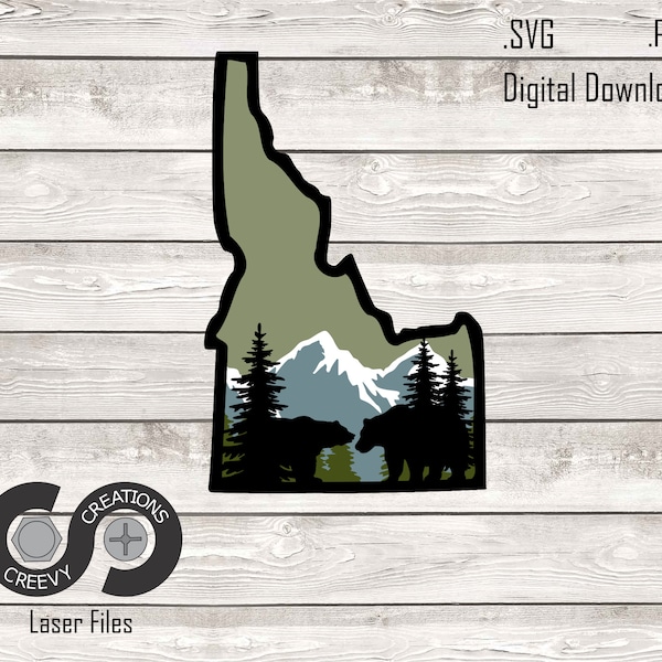 Idaho - Layered Sign - Digital Download, Laser Cut File, Home Decor, Glowforge