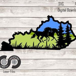 Kentucky - Layered Sign- Digital Download, Laser Cut File, Home Decor, Glowforge
