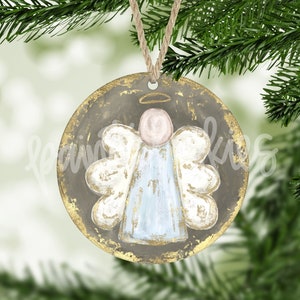 Angel Christmas Ornament | Custom Ornament | Printed Christmas Ornament | Cute Christmas Ornament | Gold painted angel