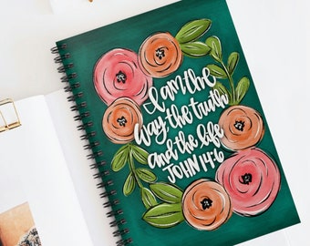 Christian Notebook | Bible Verse Floral Notebook | Keepsake Journal | Notebook for Church | Christian Gift | Prayer Journal