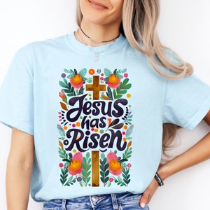 Cute Easter T-shirt | Womens Oversized shirt | Christian Graphic Tee | He Is Risen graphic tee
