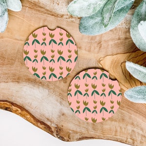 Boho Florals set of 2 car coasters | new car Gift | Coworker Gift | Cute Car Accessory | Cup Holder Coaster | Birthday gift