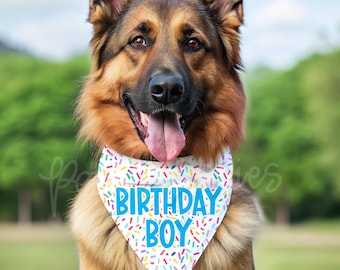 Birthday Pet Bandana | Custom Slip On Dog & Cat Bandana | Custom Name Bandana | Multiple Sizes | Pet Collar Accessory | dog birthday scarf