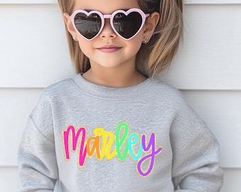 Girls Personalized Crew Neck Sweatshirt | Personalized Name Sweatshirt | Pullover | Kids Crewneck Sweatshirt | Preppy Girl Name Crewneck