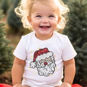 Christmas Santa Toddler t-shirt | cute tshirt | graphic tee | children | kids | shirt for baby | children | Faux fake glitter |