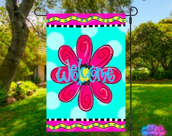 Summer Garden Flag | Floral Yard Decor | Mothers Day gift | RV Campsite Gift | Welcome Flag | Summertime Yard Art | Outdoor Decor Flower