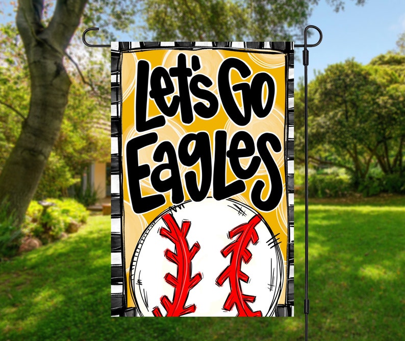 Custom Baseball Team Garden Flag Yard Decor Flag personalized Yard Art Outdoor Decor sports lets go team game day image 3