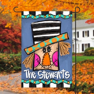 Personalized Fall Scarecrow Garden Flag | Halloween Yard Decor | Welcome Flag | Fall Yard Art | Outdoor Decor | whimsical