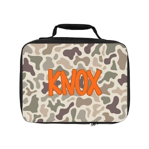 Personalized Duck Camo Lunch Bag for School Boy, Insulated Lunch Box with Name, Back to School, Kids Lunch Tote, Custom Lunchbag, School