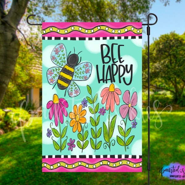 Garden Flag | camp site decor | Christmas gift | Yard Decor | RV Campsite Gift | Welcome Flag | Bumble Bee | Flowers | Yard Art | Outdoor