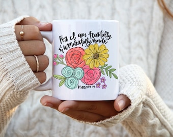 Christian Floral Ceramic 11 OZ Coffee Mug | Coffee Mug For Mom | Tea Mug | Gift For Mom | Mother's Day Gift | Bible Verse | Pretty Mug