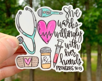 Nurse Sticker | Nursing | Laptop Sticker | Sticker Collector | Vinyl Car Decal | Nursing School Gift | Nurse gift | Christian | Bible verse