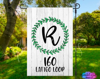 Personalized Address Initial Garden Flag | Yard Decor | Realtor gift | RV Campsite Gift | Welcome Flag | Outdoor Decor | Closing Gift