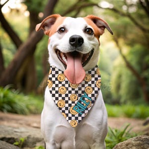 Personalized Pet Bandana | Custom Slip On Dog & Cat Bandana | Custom Name Bandana | Multiple Sizes | Pet Collar Accessory | Retro Print