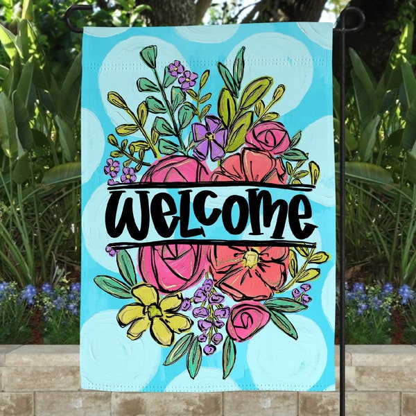 Summer Garden Flag | Floral Yard Decor | Mothers Day gift | RV Campsite Gift | Welcome Flag | Spring Yard Art | Outdoor Decor Flower