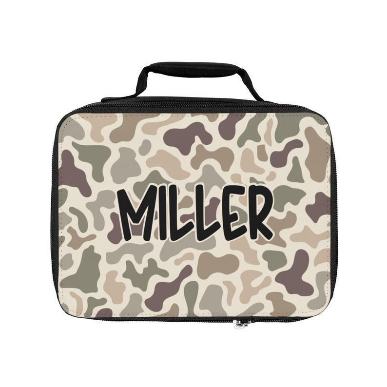 Personalized Duck Camo Lunch Bag for School Boy, Insulated Lunch Box with Name, Back to School, Kids Lunch Tote, Custom Lunchbag, School Bild 3