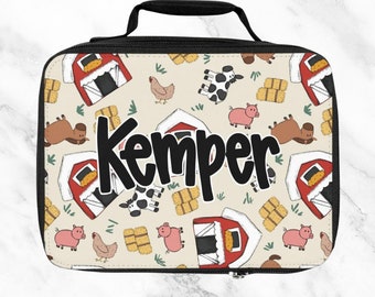 Personalized Lunch Box | Custom Lunch Bag | farm animals | Back to school | Kids lunch box | boy or girl