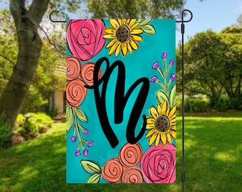 Personalized initial garden Flag | Yard Decor | Garden sign | Spring Decor | Welcome Flag | Outdoor Decor | Mother's Day Gift | wedding gift
