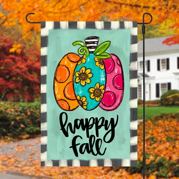 Fall Garden Flag | Fall Yard Decor | RV Campsite Gift | Welcome Flag | Fall Yard Art | Outdoor Decor | Happy fall pumpkin | Fall Decor