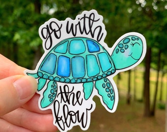 Sea turtle Sticker | Laptop Sticker | Sticker Collector | Vinyl Sticker | Decal | Inspirational | go with the flow | cute turtle sticker