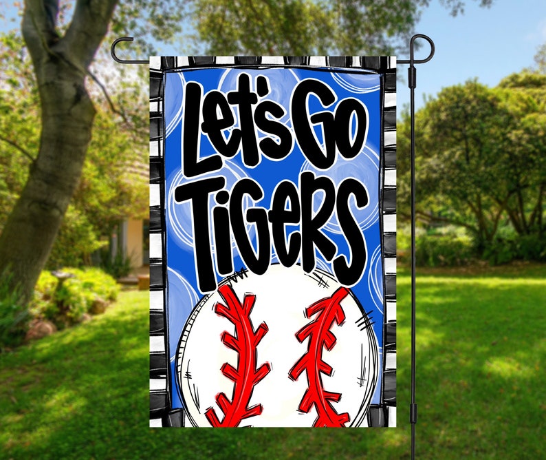 Custom Baseball Team Garden Flag Yard Decor Flag personalized Yard Art Outdoor Decor sports lets go team game day image 1