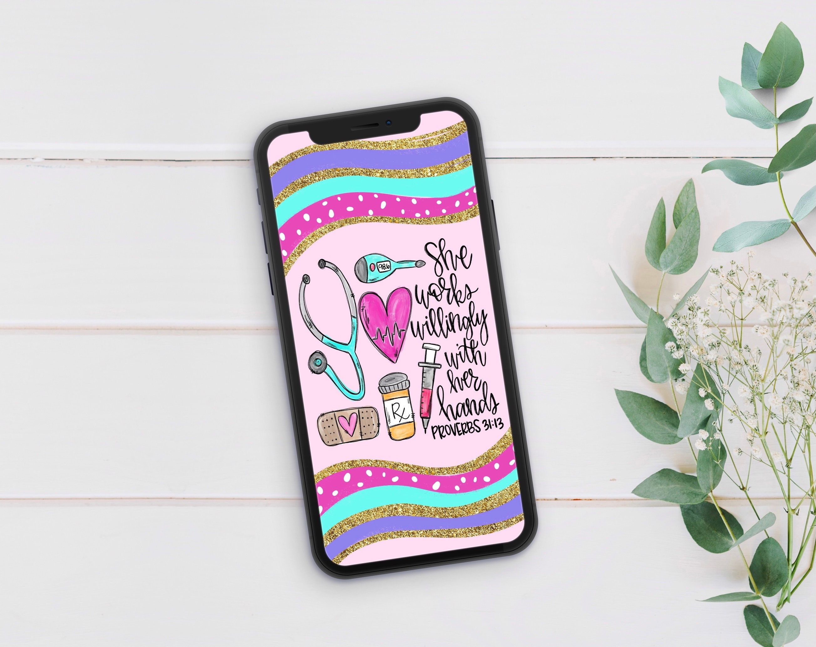 Nurse Phone Wallpaper Digital Download Healthcare Instant | Etsy