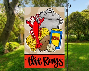 Personalized crawfish boil garden Flag | Yard Decor | Garden sign | Spring Decor | Welcome Flag | Outdoor Decor | Mother's Day Gift |