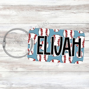 Baseball Name Monogram Luggage Name Tag | Double Sided Bag Tag | Backpack Name Tag | Workout Bag Tag | baseball bag tag | lunchbox tag