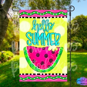 Summer Garden Flag | Watermelon Yard Decor | Mothers Day gift | RV Campsite Gift | Welcome Flag | Summertime Yard Art | Outdoor Decor Beach
