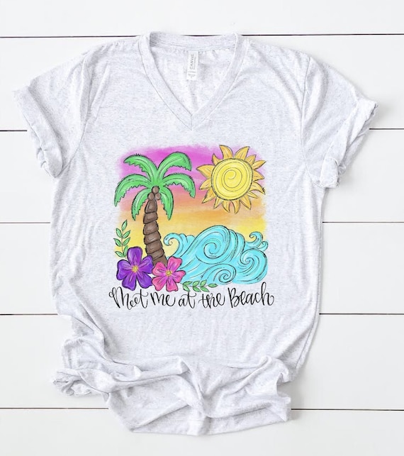 Beach T-shirt Cute Beach Tee Summer Time Apparel Graphic Tee Meet