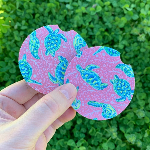 Sea Turtle Personalized Car Coasters Set of 2 Customized Etsy