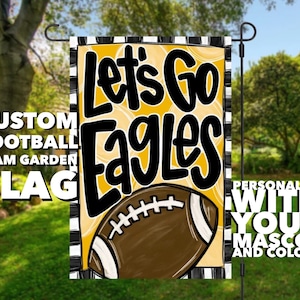 Custom Team Football Garden Flag | fall Yard Decor | Flag | personalized Yard Art | Outdoor Decor | whimsical | let’s go tram | game day