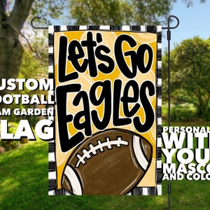 Custom Team Football Garden Flag | fall Yard Decor | Flag | personalized Yard Art | Outdoor Decor | whimsical | let’s go tram | game day