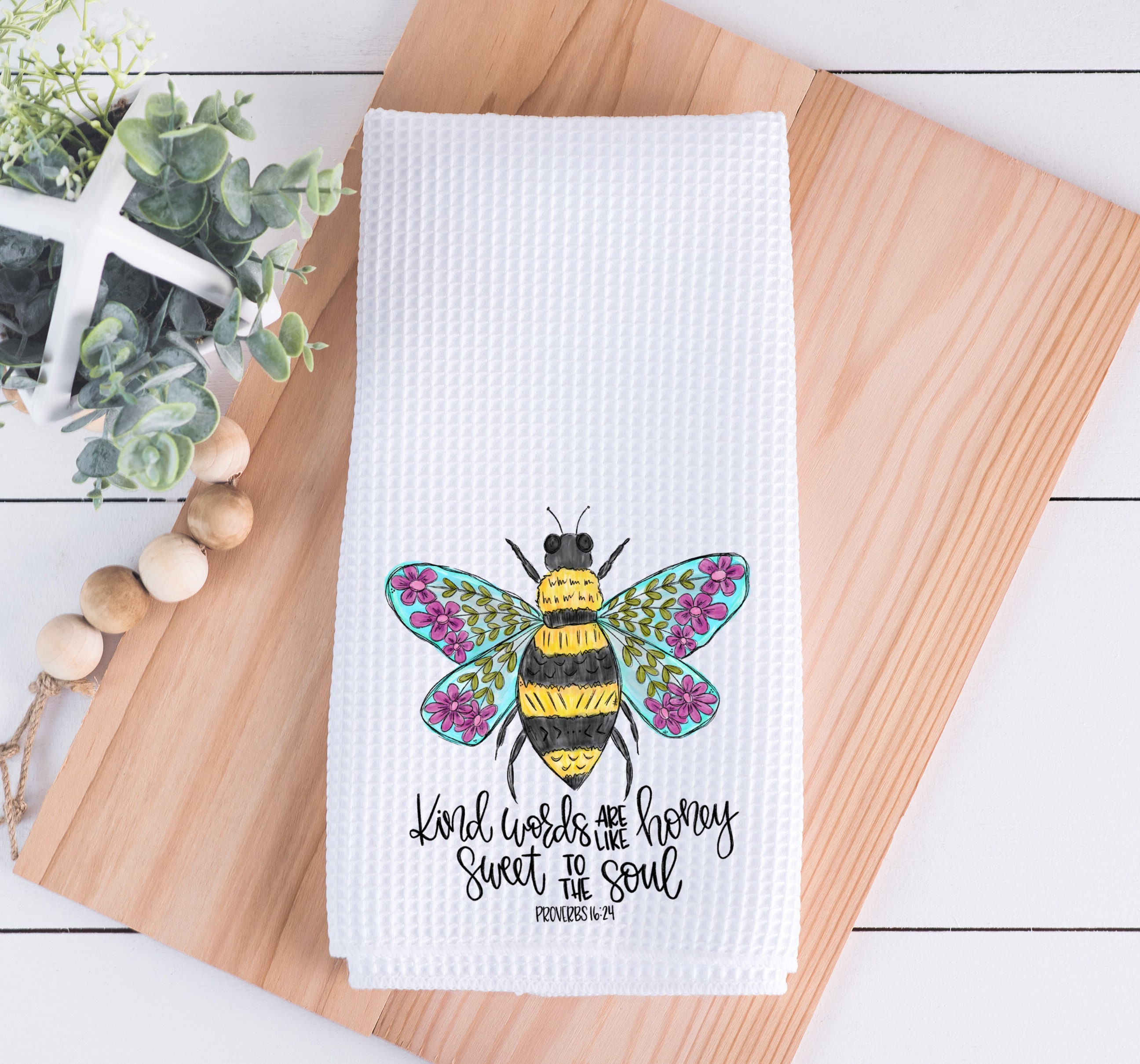 Kitchen Towel Bee Decor Honey Bee Kitchen Decor Gift House Warming  Decorations Tea Towel Christian Proverbs Bible Verse 