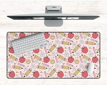 Large Retro Teacher School Desk Mat | Desk Accessory | Pretty Desk Pad | Mat For Desk | Desk Topper | Trendy Workspace | Mouse Pad