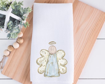 Christmas Kitchen Dish Towel | kitchen decor | House warming gift | decorations | kitchen hand towel | christmas decor | painted angel