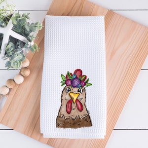 chicken kitchen towel, farmhouse kitchen decor, Mothers Day gift from daughter, new home housewarming gift, chicken lover gift, tea towels
