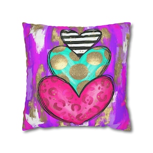 Whimsical Heart Pillow Cover  | Decorative Pillow Cover | Home Decor | Throw Pillow Cover | Square Pillow | Decorative Accent Pillow
