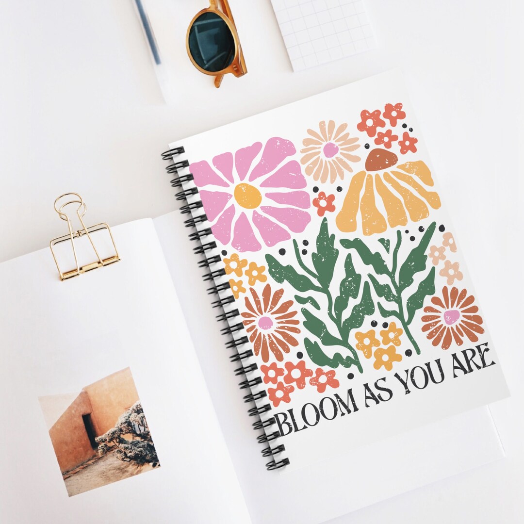 Cute Retro Boho Positivity Journal | Butterfly Spiral Notebook | Lined ...