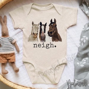 Neigh Horse Baby Bodysuit | Farm Animal Outfit | Unisex Horse Outfit | Farm Baby | Western Baby Clothing | Horse Gifts Kids