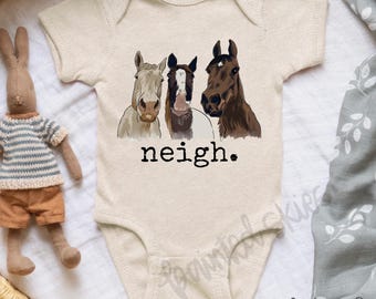 Neigh Horse Baby Bodysuit | Farm Animal Outfit | Unisex Horse Outfit | Farm Baby | Western Baby Clothing | Horse Gifts Kids