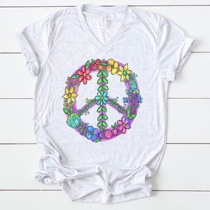 Peace sign t-shirt | rainbow | cute hippie tshirt | vintage  | summer time apparel | graphic tee