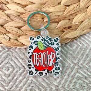 Teacher Key Chain | Keychain | educator Gift | Apple | leopard | graduation gift | Christmas