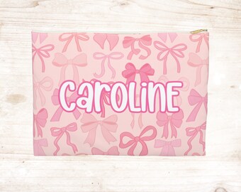 Personalized Coquette Bow Accessory Zipper Pouch | Coin Purse | Travel Pouch Monogram Bag | Toiletry Pouch | Pencil Case for school | Makeup