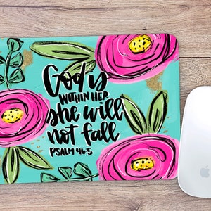 Christian Mouse Pad | Office Decor | Desk Accessories | Coworker Gift | Computer Mouse Pad | Cute Mouse Pad | Bible verse | painted florals