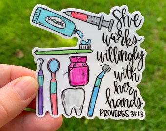 Dentist Sticker | Dental Assistant Gift | Laptop Sticker | Sticker Collector | Vinyl Car Decal | graduation Gift | Christian Bible Verse