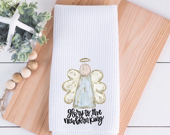 Christmas Kitchen Dish Towel | kitchen decor | House warming gift | decorations | kitchen hand towel | christmas decor | painted angel