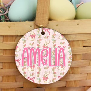 Personalized Easter Basket Name Tag | Easter egg basket name tags | custom name tag for easter gift | preppy bunnies and bows