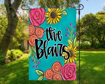 Personalized floral garden Flag | Yard Decor | Garden sign | Spring Decor | Welcome Flag | Outdoor Decor | Mother's Day Gift | wedding gift