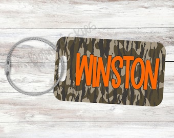 Hunting Duck Camo Name Luggage Name Tag | Double Sided Bag Tag | Backpack Name Tag | Workout Bag Tag | baseball bag tag | lunchbox tag